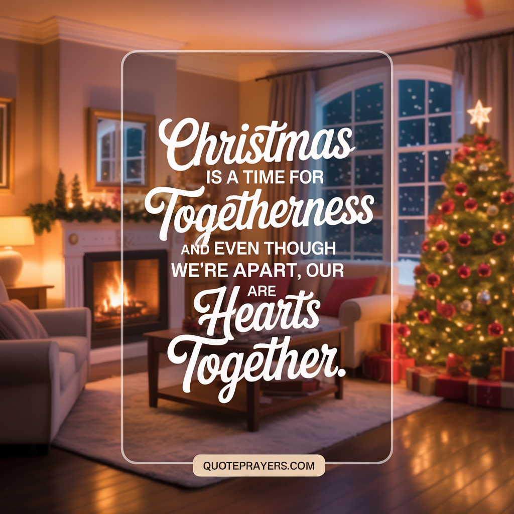 Christmas is a time for togetherness, and even though we're apart, our hearts are together. Christmas is a time for togetherness and even though were apart our hearts are together