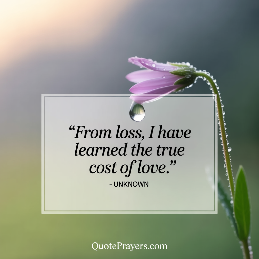 From loss I have learned the true cost of love Unknown