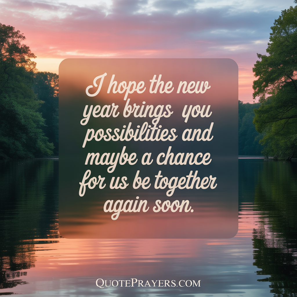I hope the new year brings you new possibilities and maybe a chance for us to be together again soon. I hope the new year brings you new possibilities and maybe a chance for us to be together again soon