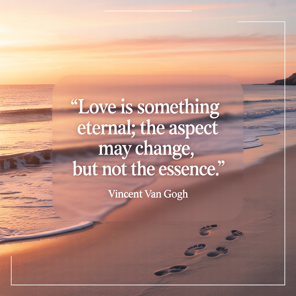 Love is something eternal; the aspect may change, but not the essence. Love is something eternal the aspect may change but not the essence