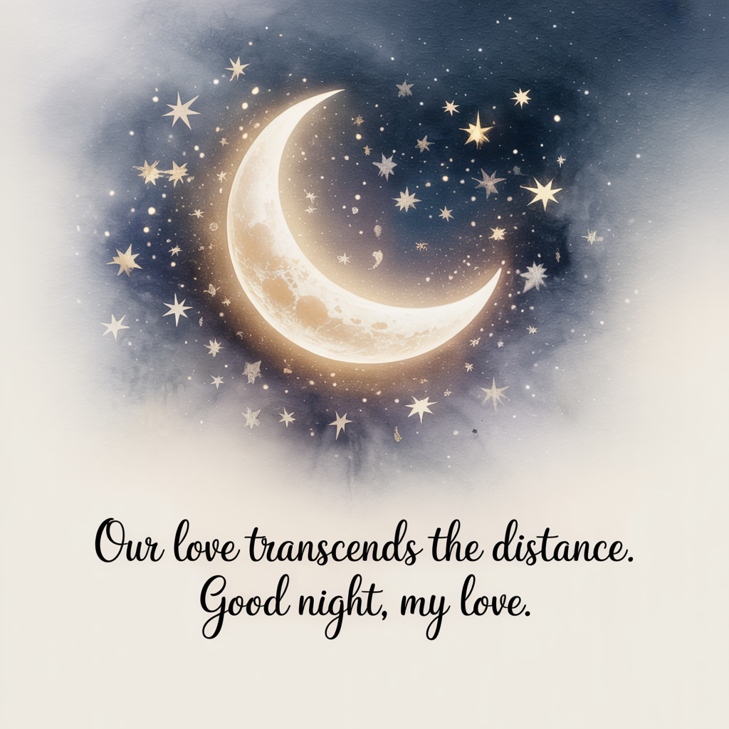 Our love transcends the distance. Good night, my love. Our love transcends the distance. Good night my love