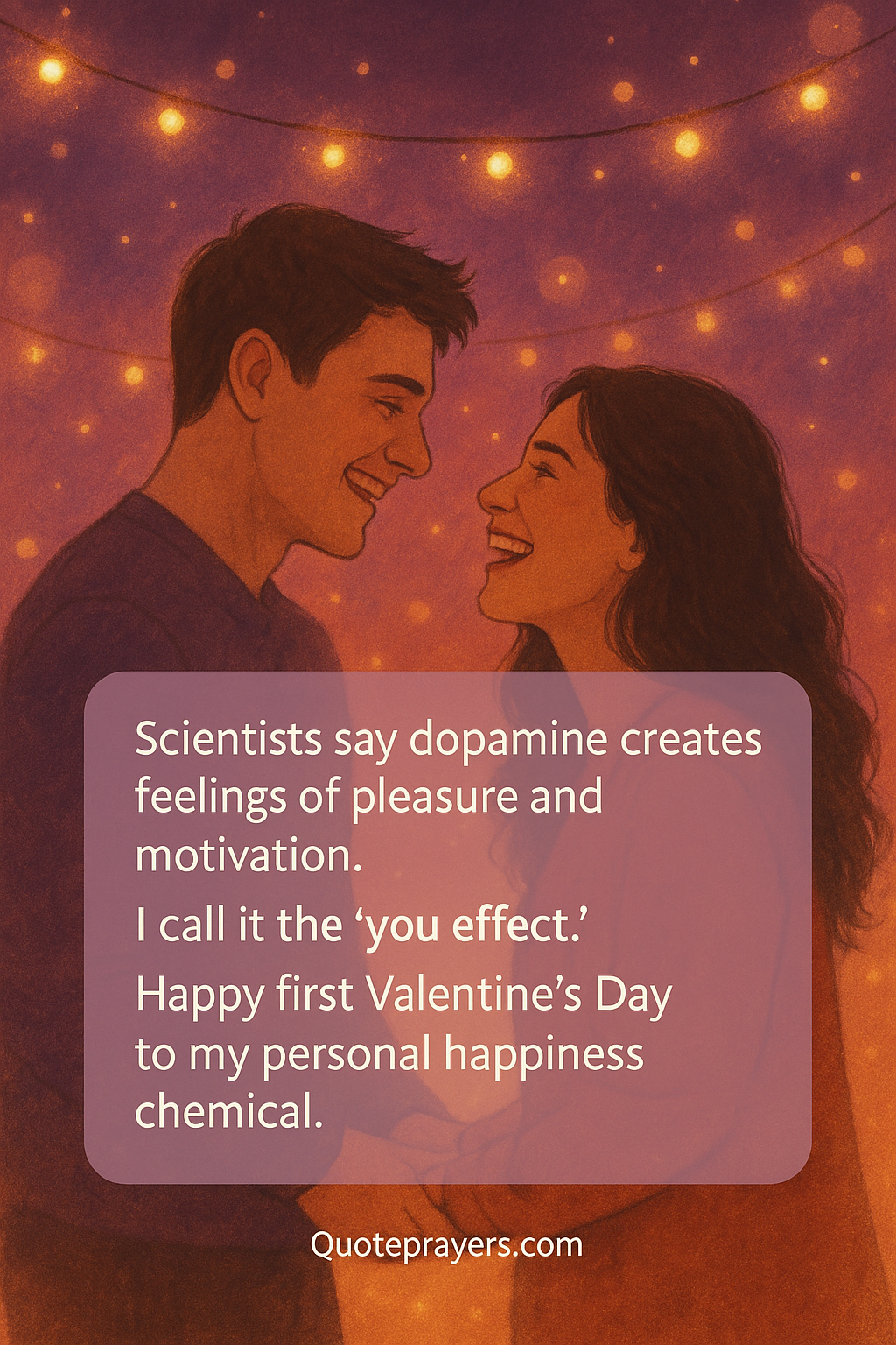 Scientists say dopamine creates feelings of pleasure and motivation. I call it the you effect. Happy first Valentines Day to my personal happiness chemical