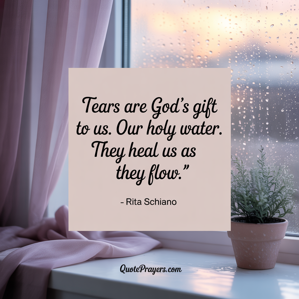 Tears are Gods gift to us Our holy water They heal us as they flow Rita Schiano