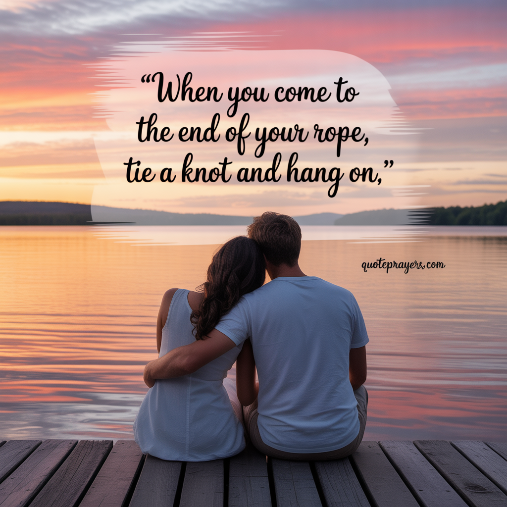 When you come to the end of your rope tie a knot and hang on Franklin D Roosevelt